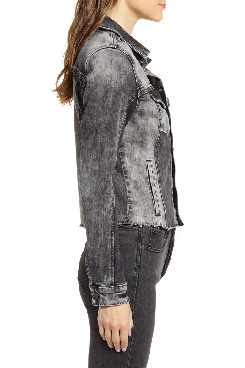 Denim Pieced Dyed Denim Trucker Jacket, Alternate, color, GREY