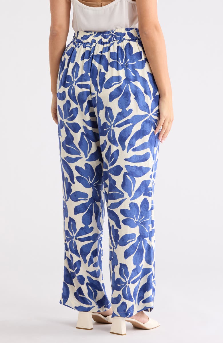 T Tahari Floral Wide Leg Pants, Alternate, color, Natural Blue Print