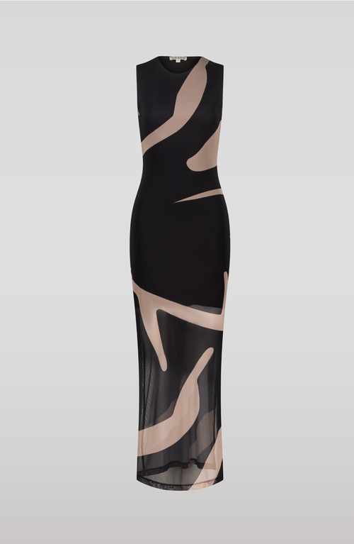 Saemdi Black & Nude Mesh Dress In Black