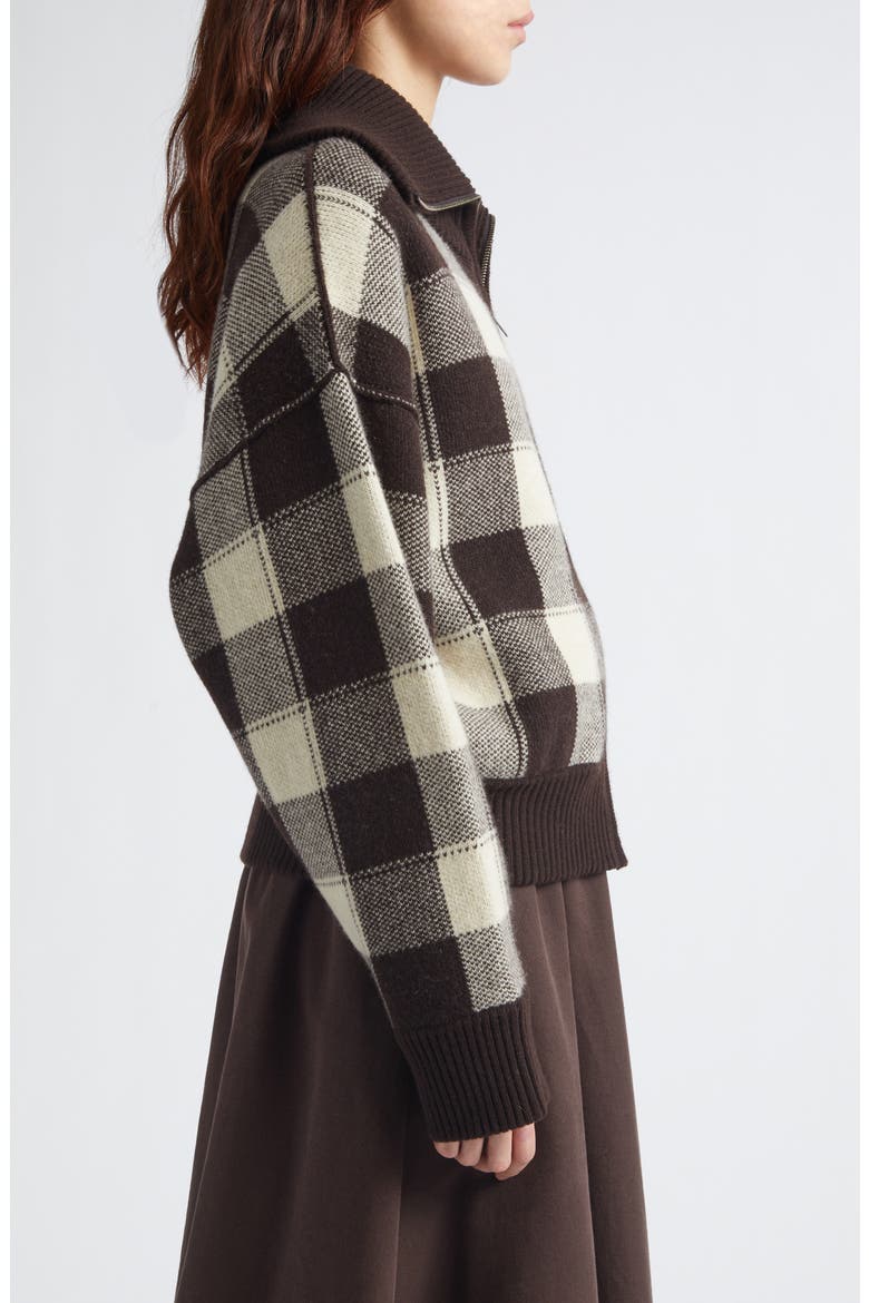 Journey Rachell Buffalo Check Knit Jacket, Alternate, color, AFTERDARK/ OATMILK