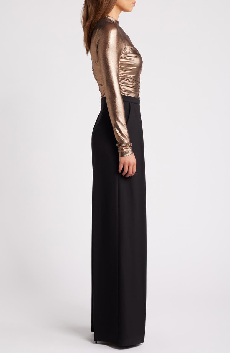 Black Halo Leonarda Bronze Bodice Crepe Back Satin Wide Leg Jumpsuit, Alternate, color, 