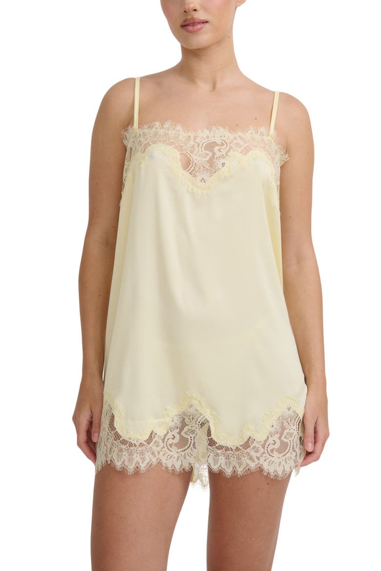 Olivia Lace Trim Slip Chemise, Main, color, LIMONCELLO