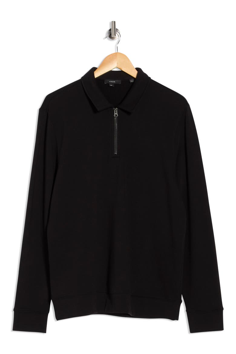 French Terry Quarter Zip Pullover, Alternate, color, BLACK