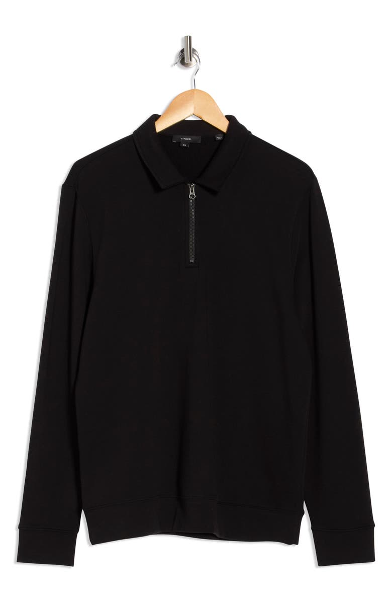 Vince French Terry Quarter Zip Pullover, Alternate, color, Black