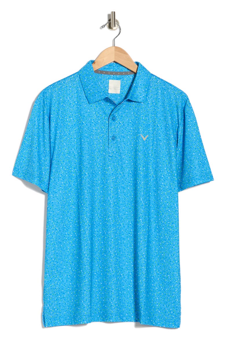 Confetti Floral Polo, Alternate, color, BRILLIANT BLUE