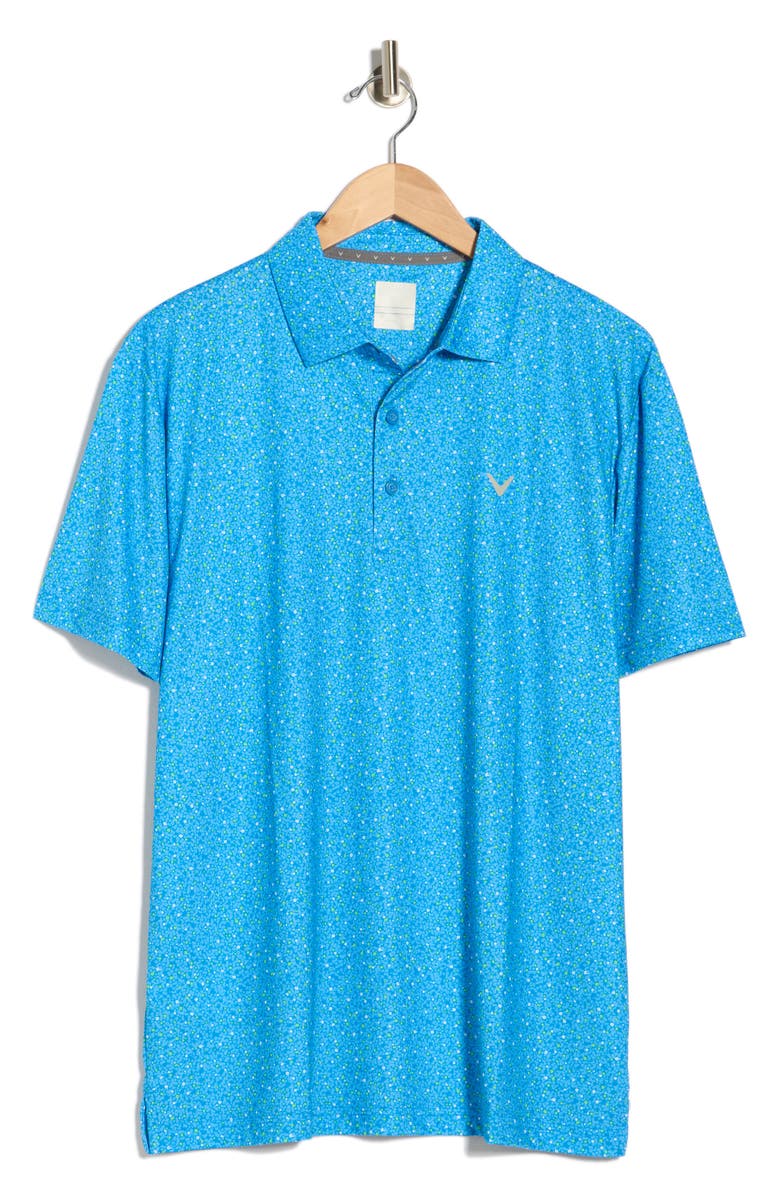 Callaway Confetti Floral Polo, Alternate, color, Brilliant Blue