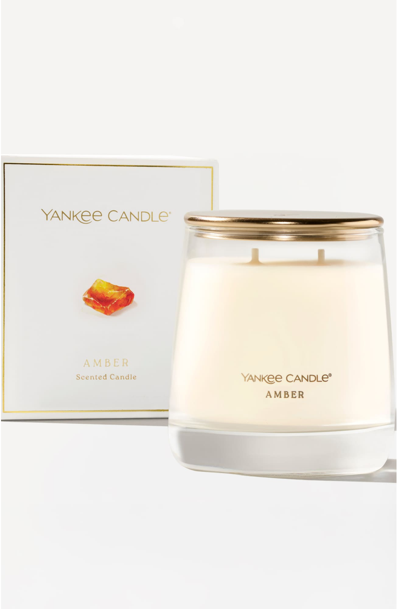 YANKEE CANDLE Amber Premium Scented Candle, Alternate, color, White