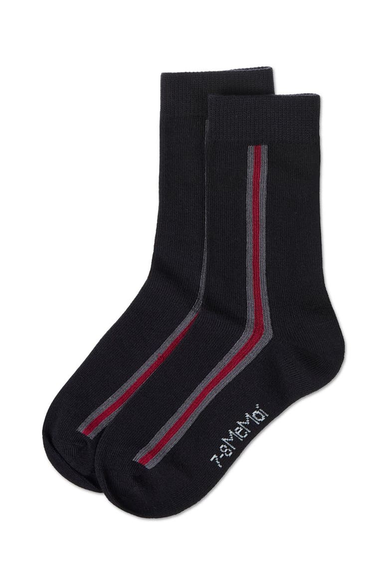 Stripe Fine-Gauge Crew Sock, Alternate, color, Black