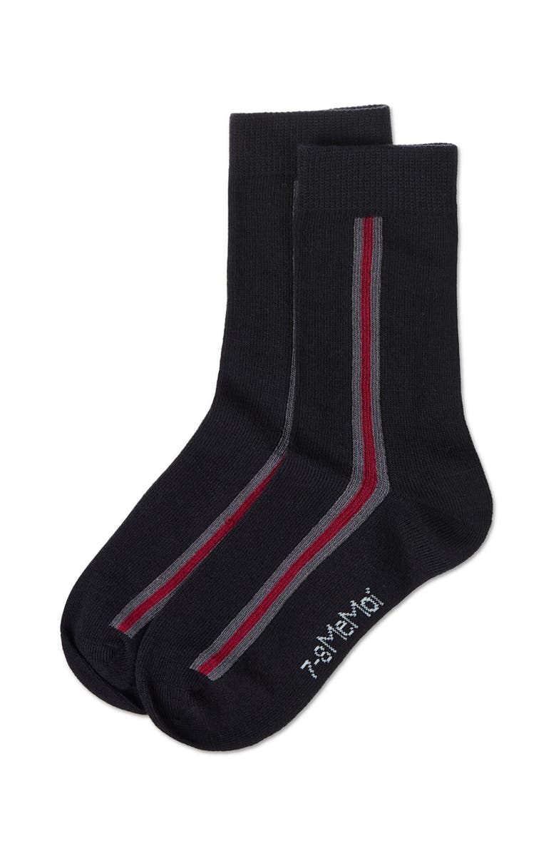 MeMoi Stripe Fine-Gauge Crew Sock, Alternate, color, Black
