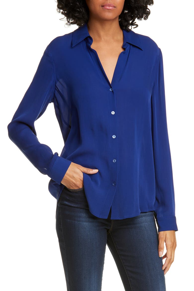 Silk Shirt, Main, color, DEEP OCEAN