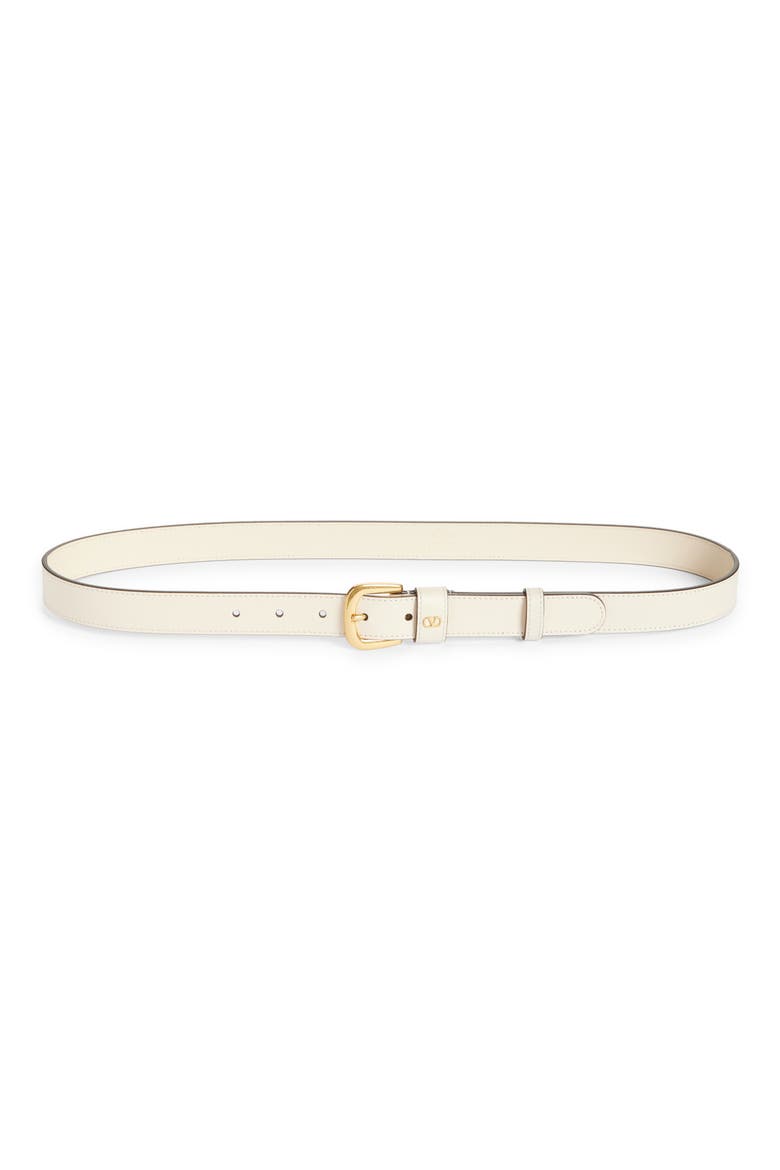 VLOGO Signature Leather Belt, Main, color, BUTTER WHITE