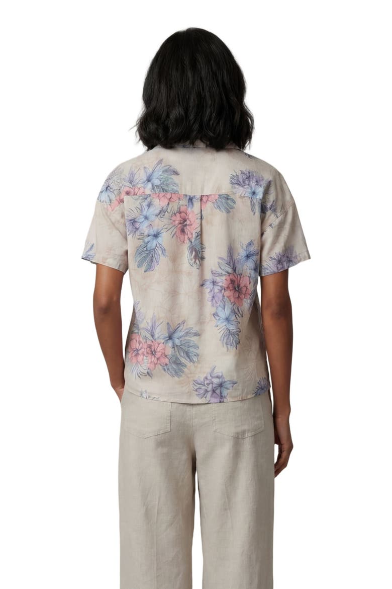 Exotic Floral Womens Relaxed Linen Printed Shirt, Alternate, color, EXOTIC FLORAL NATURAL