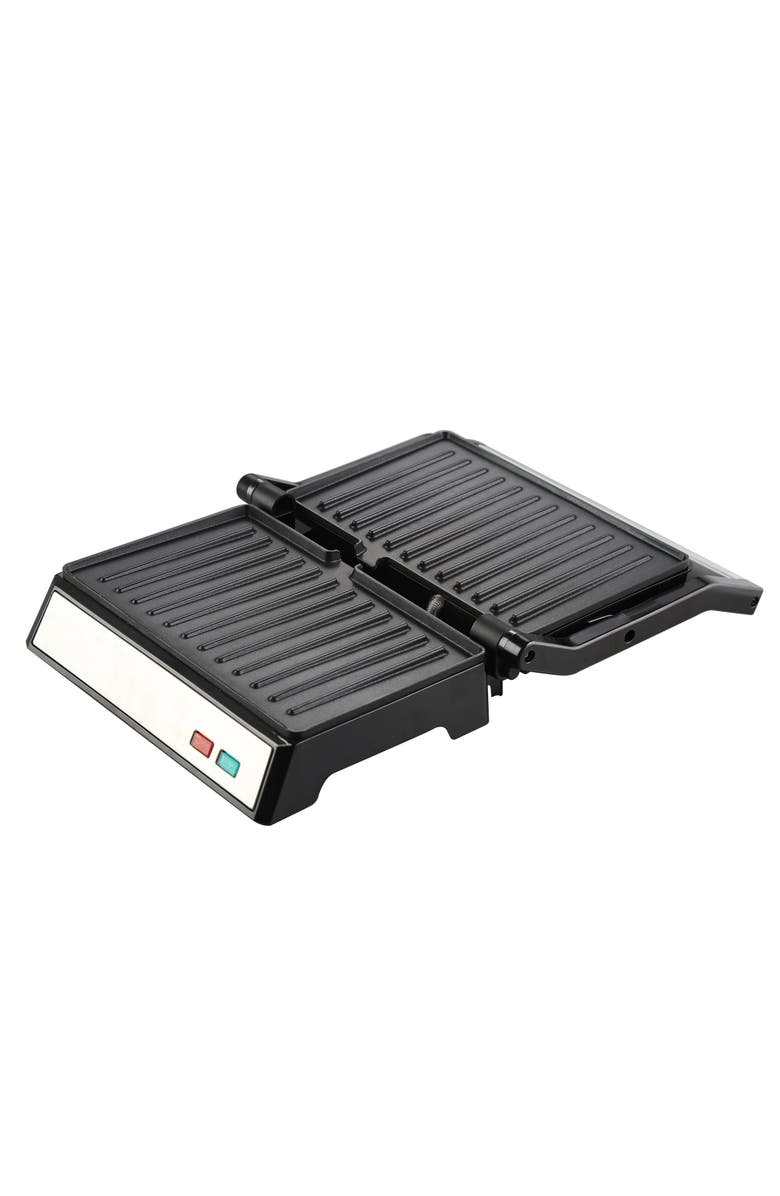 Megachef Electric Dual Plate Non-Stick Panini Grill Contact Press with Drip Tray, Alternate, color, Black