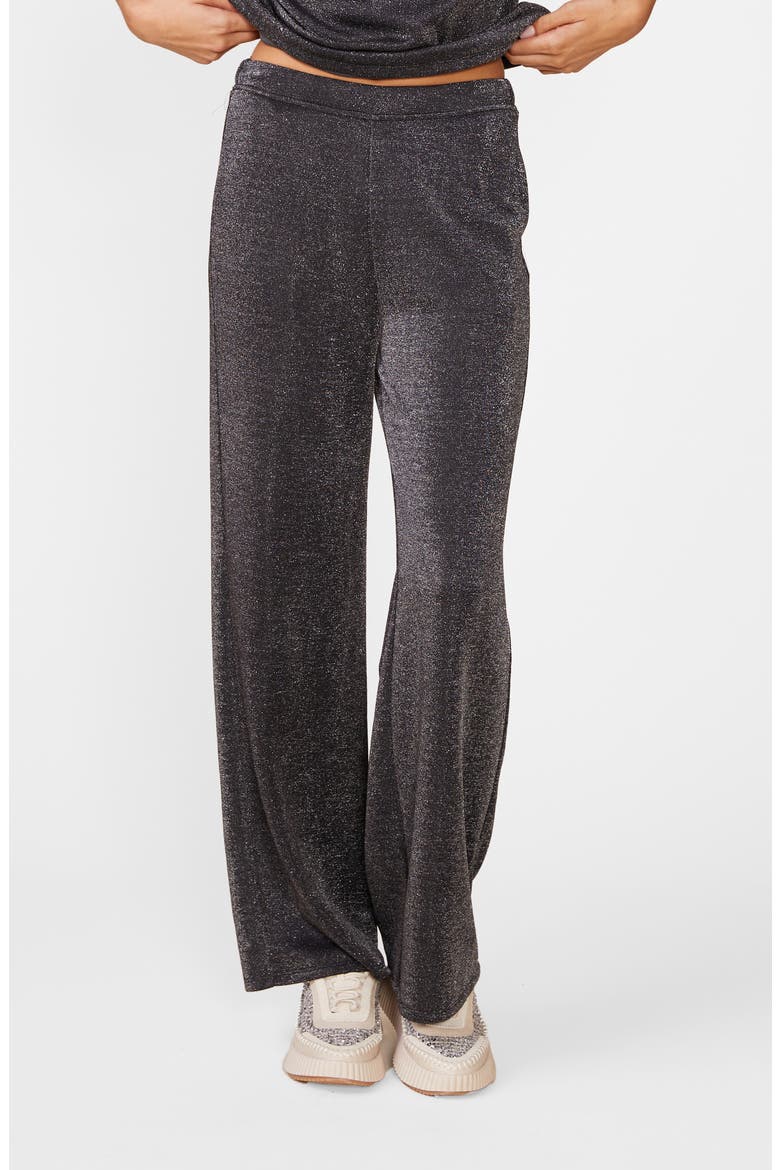 Glitter Wide Leg Knit Pants, Main, color, CHA GLITTE