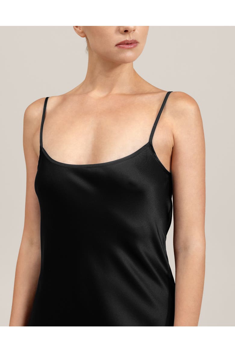 Angelica silk long nighty, Alternate, color, Black