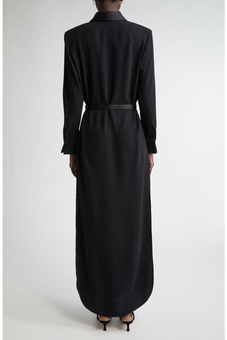 Long Sleeve Satin Back Crepe Shirtdress, Alternate, color, BLACK