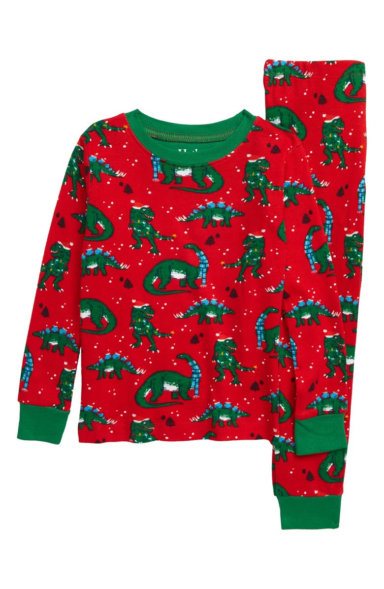 Hatley Festive Dinos Fitted Two-Piece Pajamas, Main, color,