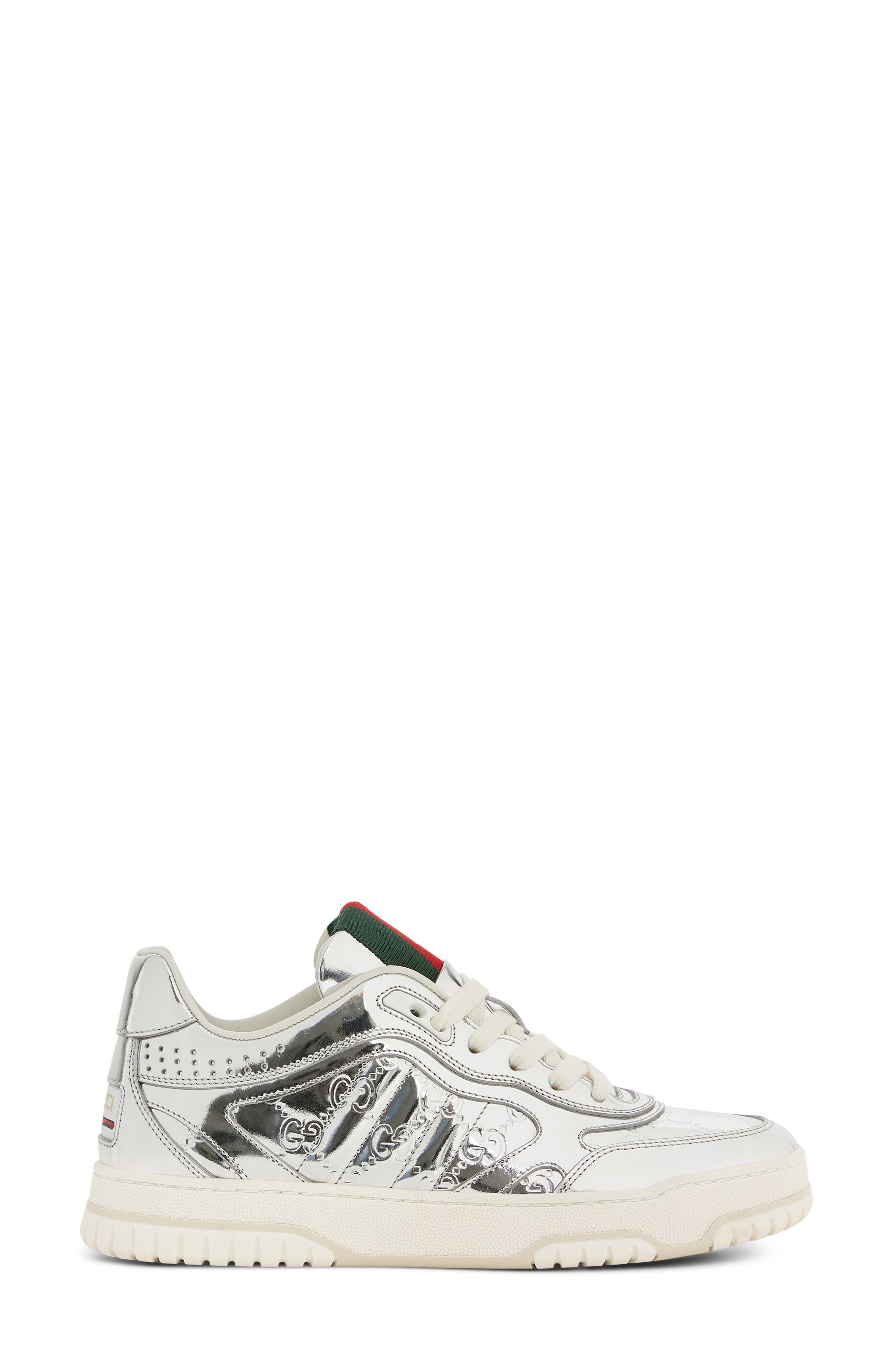 Gucci Re-Web Sneaker, Alternate, color, Silver