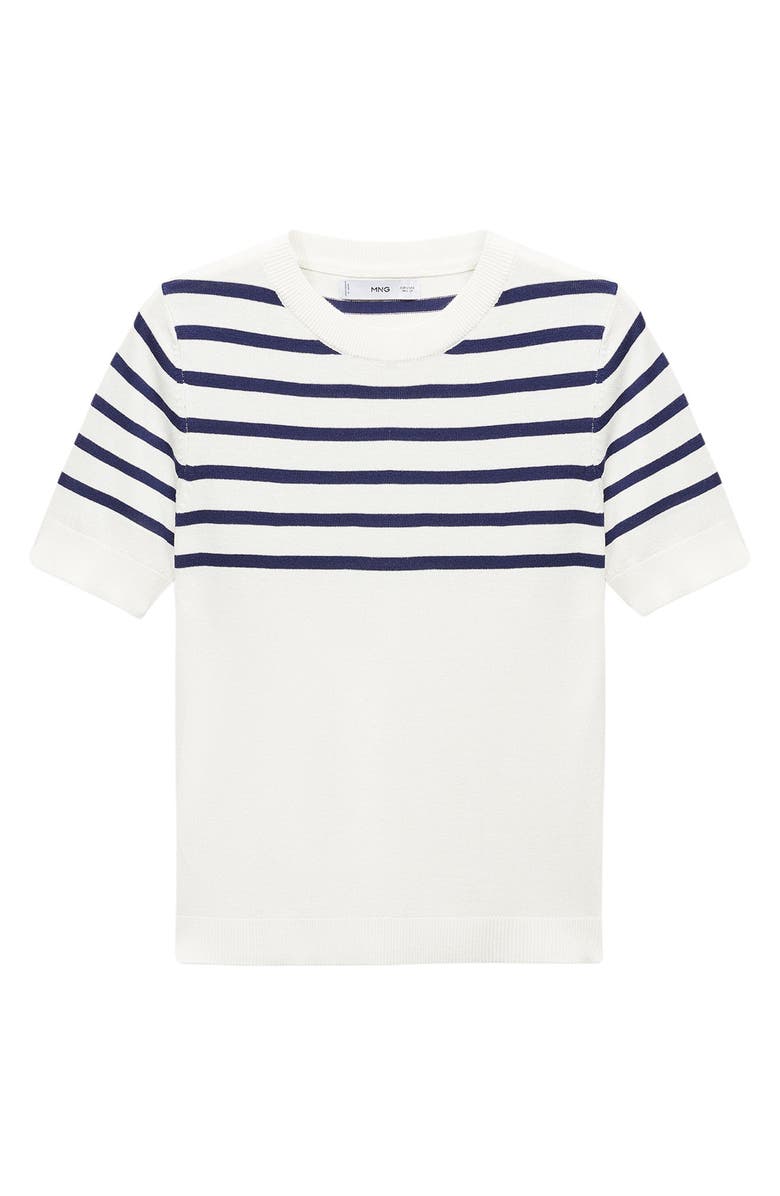MANGO Stripe Short Sleeve Sweater, Main, color, 