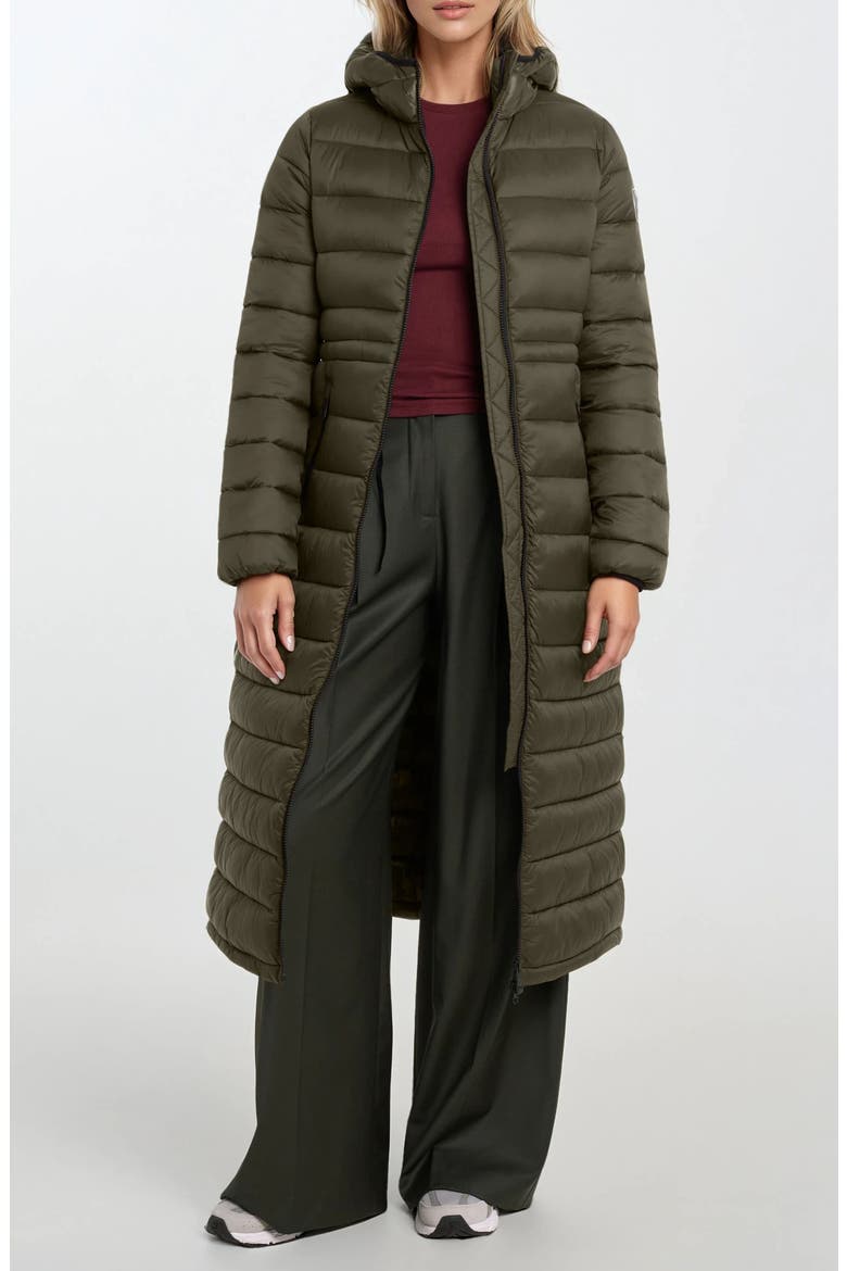 Ivy Lightweight Long Puffer Coat, Main, color, KHAKI