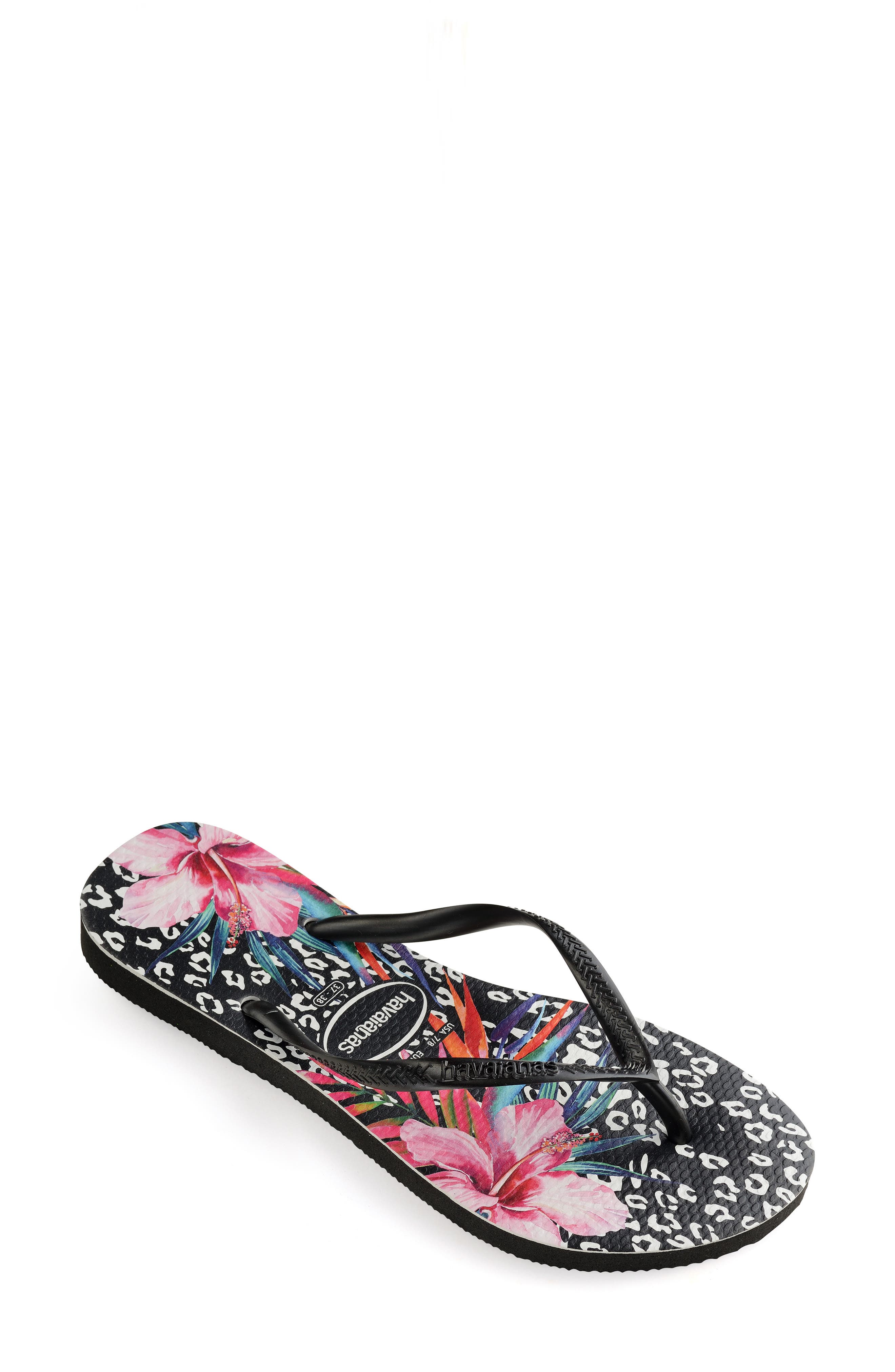 Havaianas Slim Animal Floral Flip Flop, Alternate, color, 