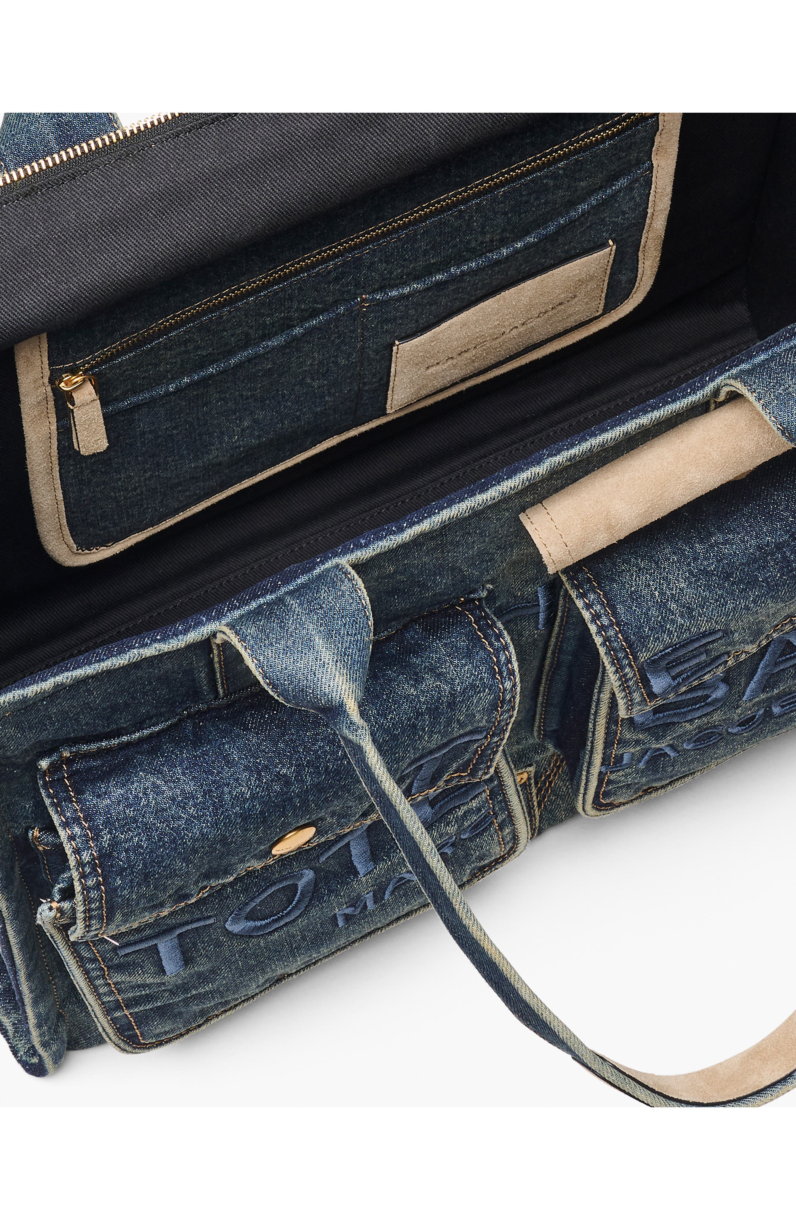 Marc Jacobs The Large Denim Tote Bag, Alternate, color, Dark Wash Indigo