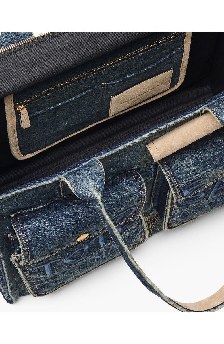 Marc Jacobs The Large Denim Tote Bag, Alternate, color, Dark Wash Indigo