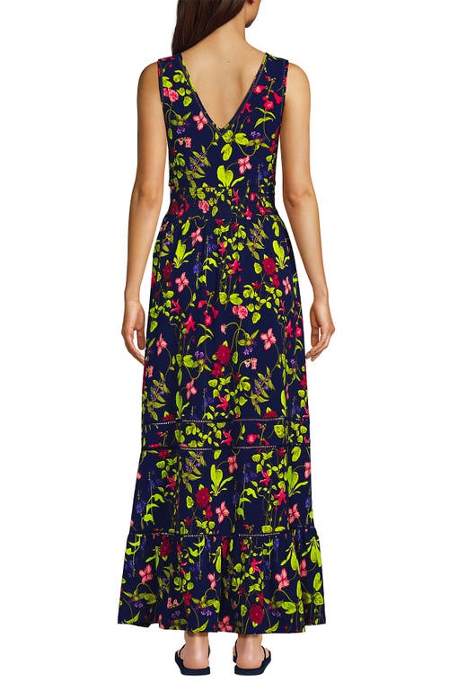 LANDS' END LANDS' END COTTON MODAL EMBELLISHED TRIM MAXI DRESS 