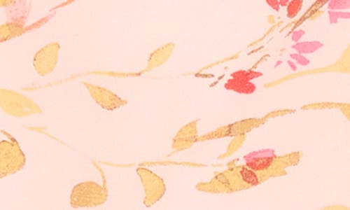 Cece Floral Print Tie Neck Top In Sugar Peach