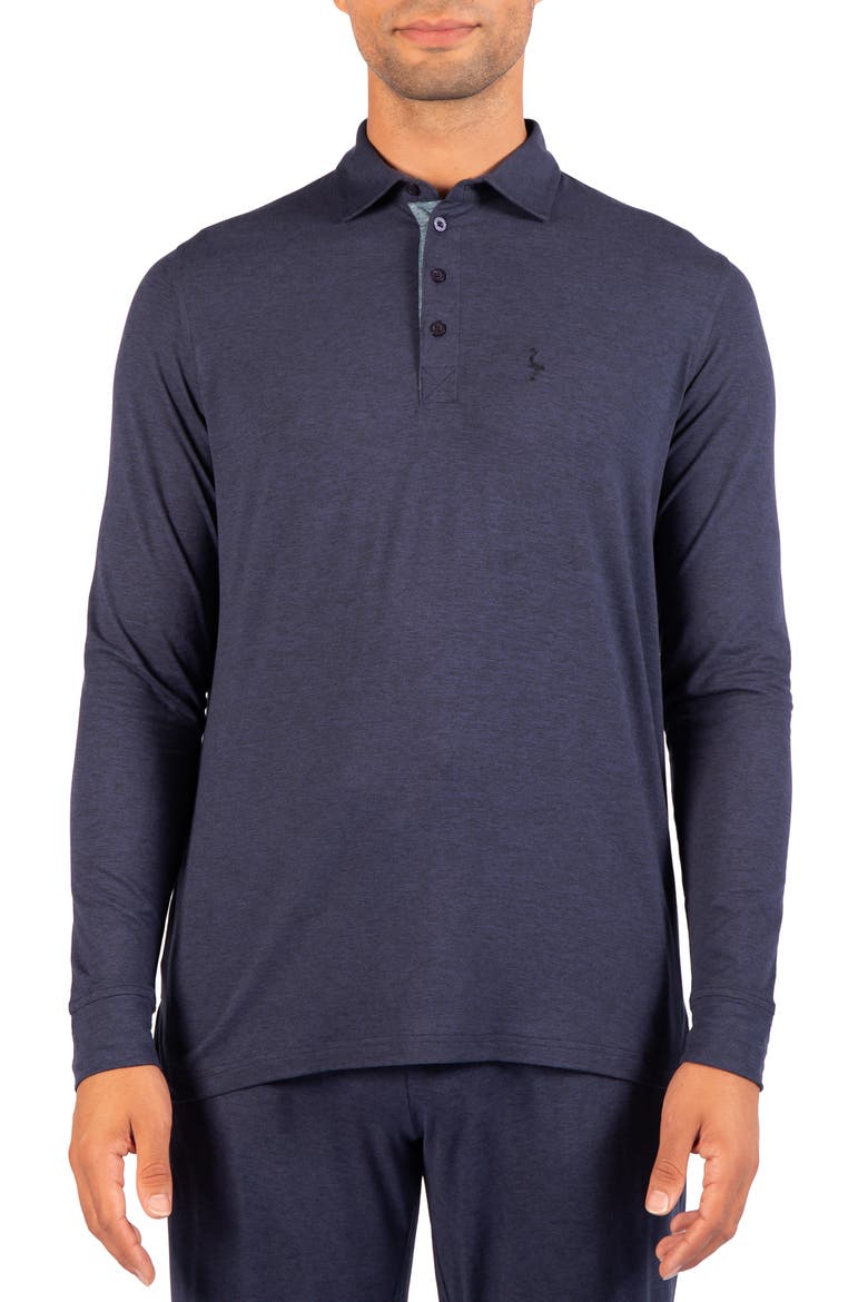 Brushed Melange Long Sleeve Polo, Main, color, NAVY