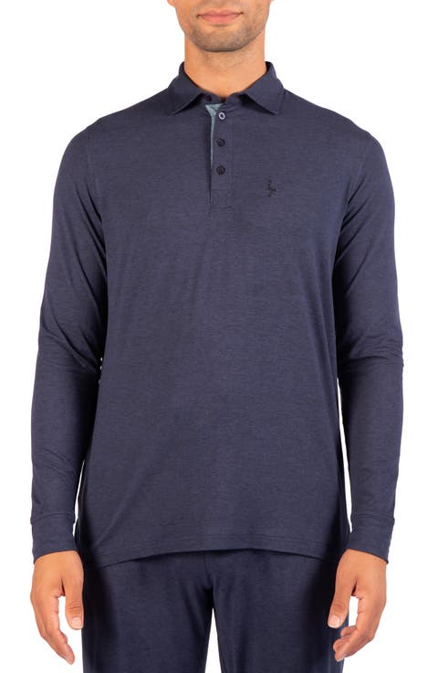 Brushed Melange Long Sleeve Polo