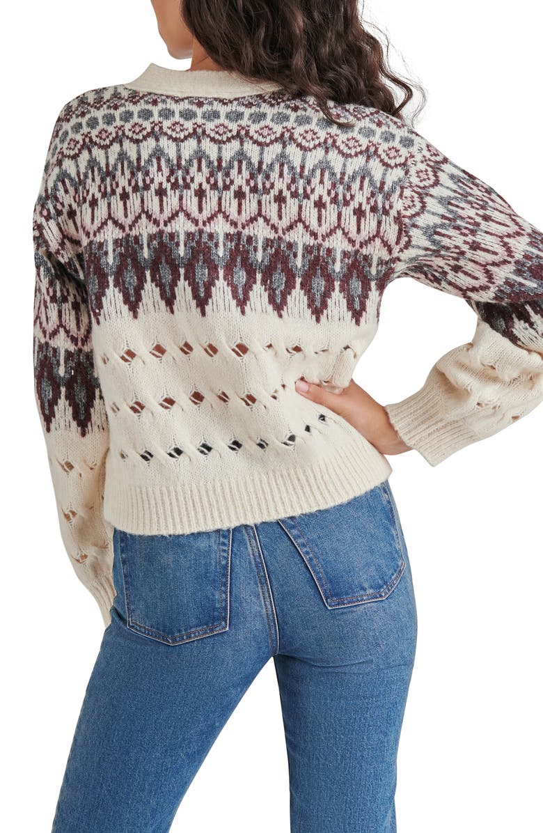 Steve Madden Irisa Fair Isle Cardigan, Alternate, color, Cream