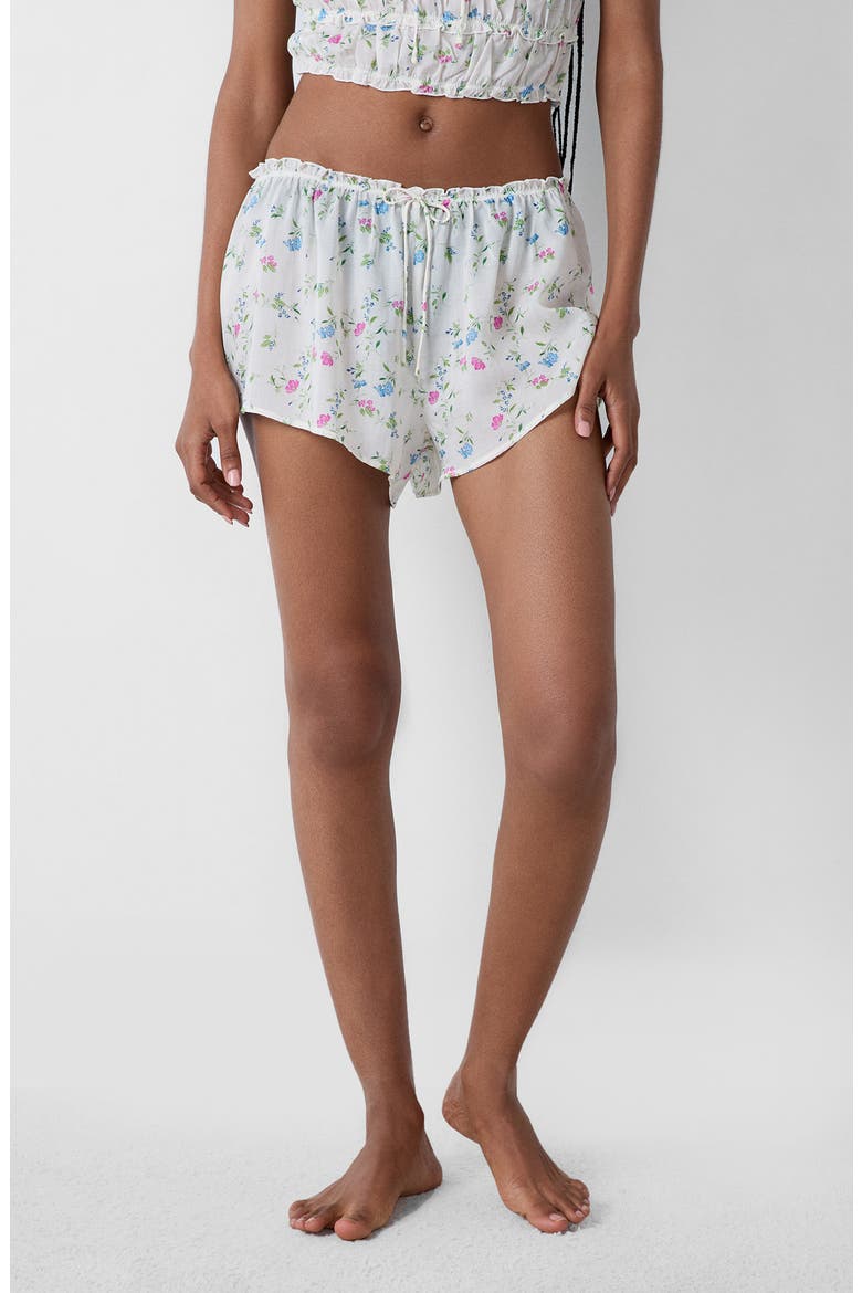 Prati Floral Tap Shorts, Main, color, IMPRIME FOND ECRU