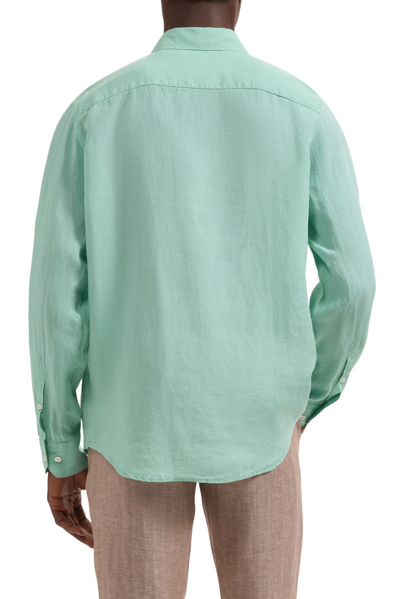 Axel Shaped Fit Linen Button-Up Shirt, Alternate, color, MENTHOL