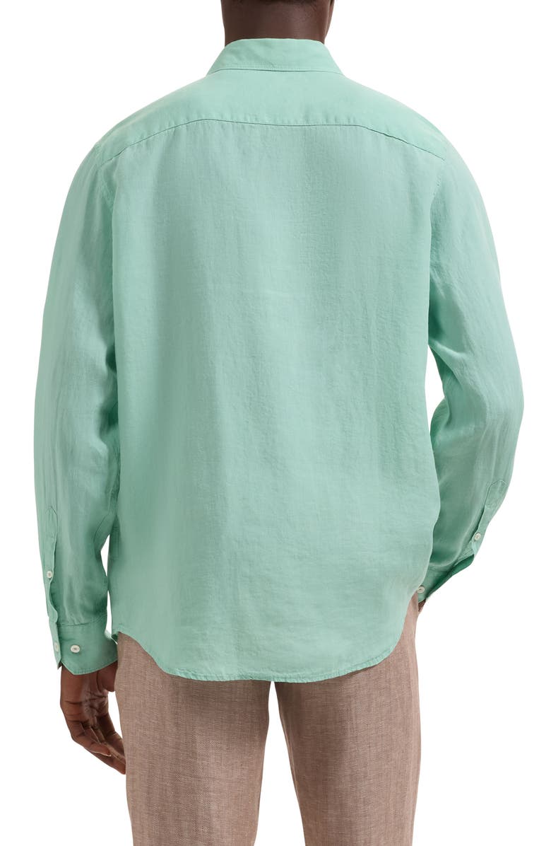 Bugatchi Axel Shaped Fit Linen Button-Up Shirt, Alternate, color, Menthol