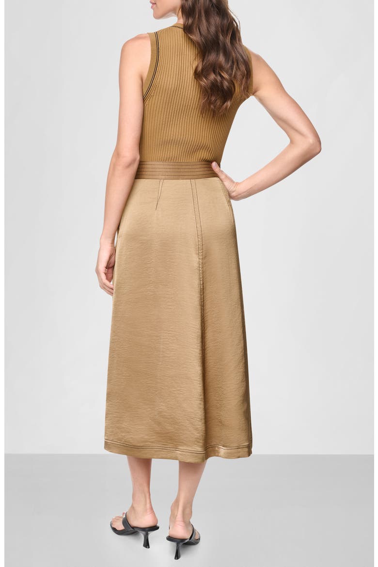 Satin Midi Skirt, Alternate, color, DUNE/ BLACK