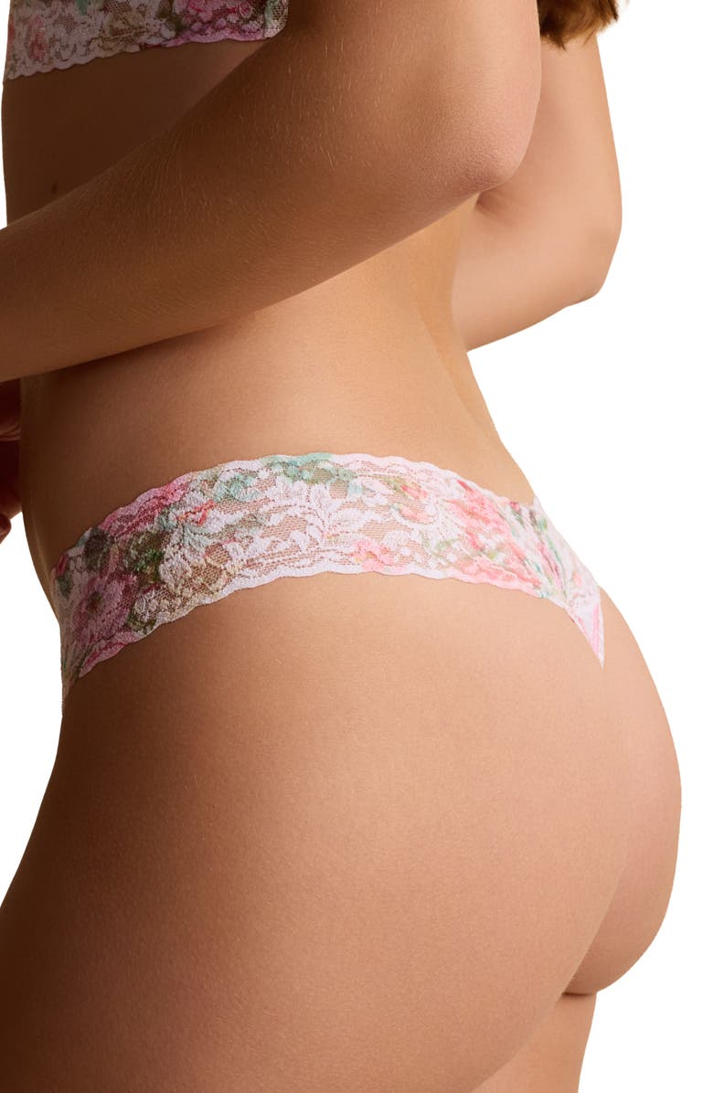 Hanky Panky Print Low Rise Thong, Alternate, color, Rococo Rose