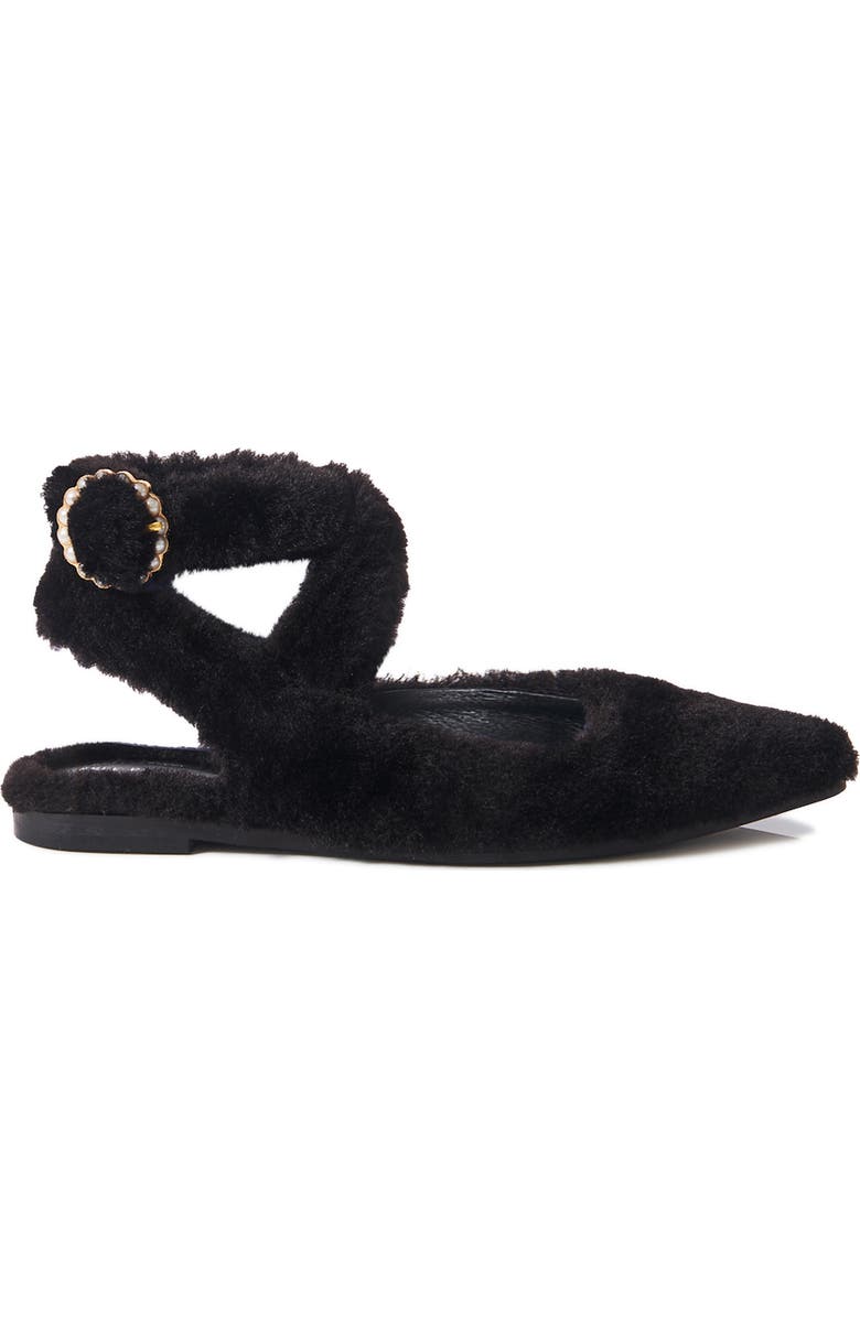 Free People Parisa Faux Shearling Ankle Strap Flat, Alternate, color,