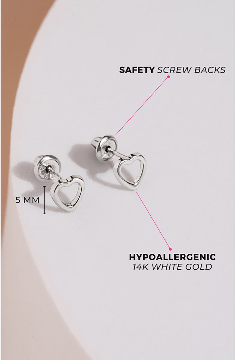 In Season Jewelry 14k Tiny Heart Earrings, Alternate, color, Silver