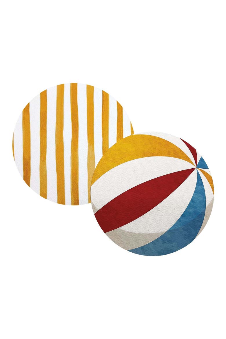 Beach Ball & Stripes Beaded Coaster Set, Alternate, color, SILVER