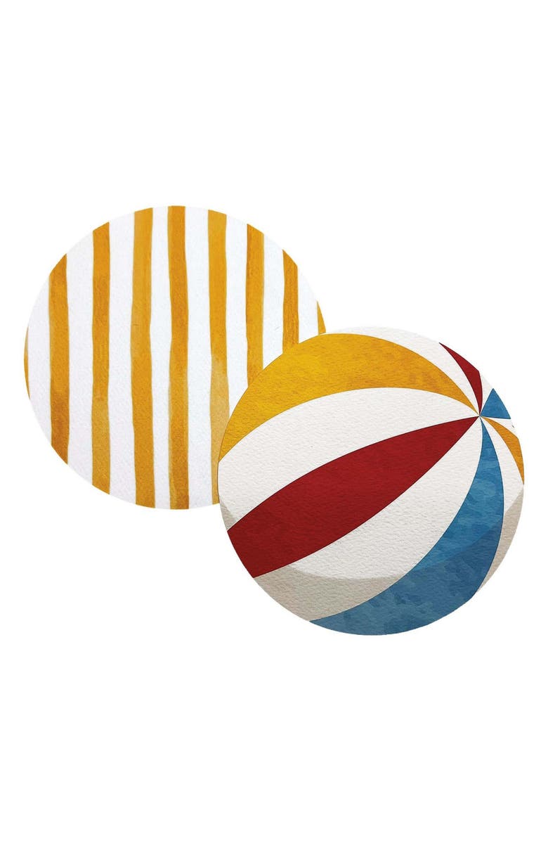 Mariposa Beach Ball & Stripes Beaded Coaster Set, Alternate, color, Silver