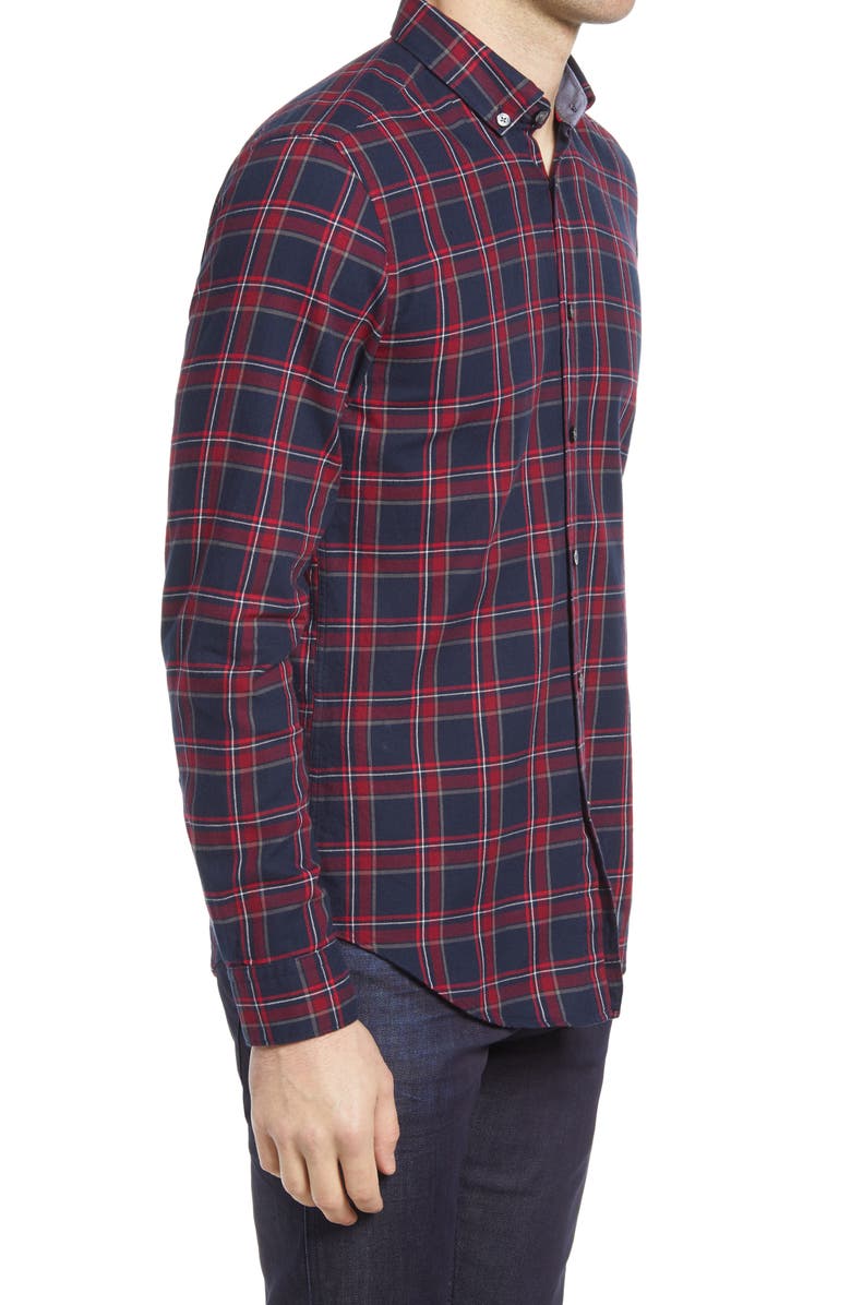 BOSS Rikard Slim Fit Plaid Flannel Button-Down Shirt, Alternate, color,