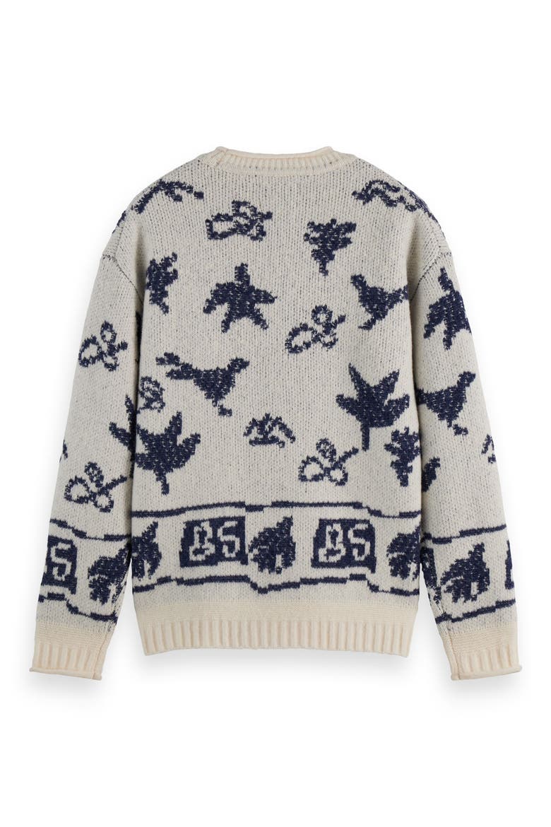 Jacquard Crewneck Sweater, Alternate, color, EGGNOG