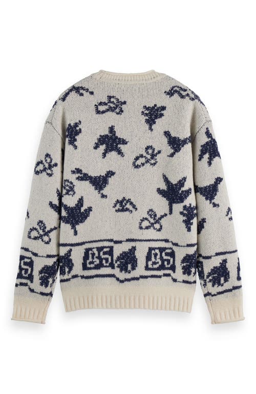 Scotch & Soda Jacquard Extra Dropped Shoulder Sweater In Gold