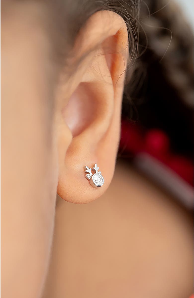 In Season Jewelry Holiday Reindeer Earrings, Alternate, color, Silver