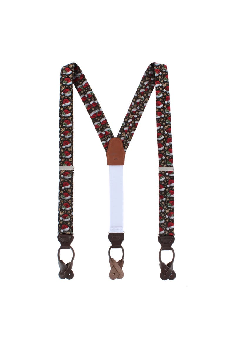 Kris Kringle's Cap Silk Novelty Button End Suspenders, Alternate, color, Black