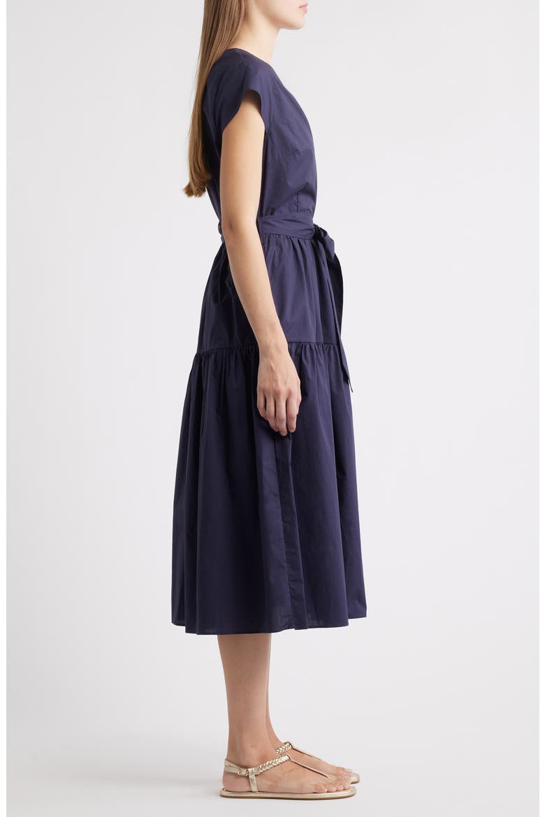 Posey Wrap Front Tiered Cotton Dress, Alternate, color, NAVY