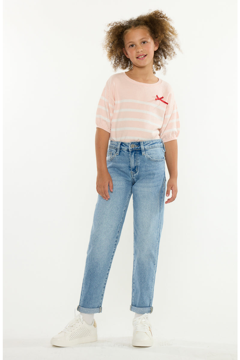 Halo Mid Rise Mom Jeans, Alternate, color, Light Wash