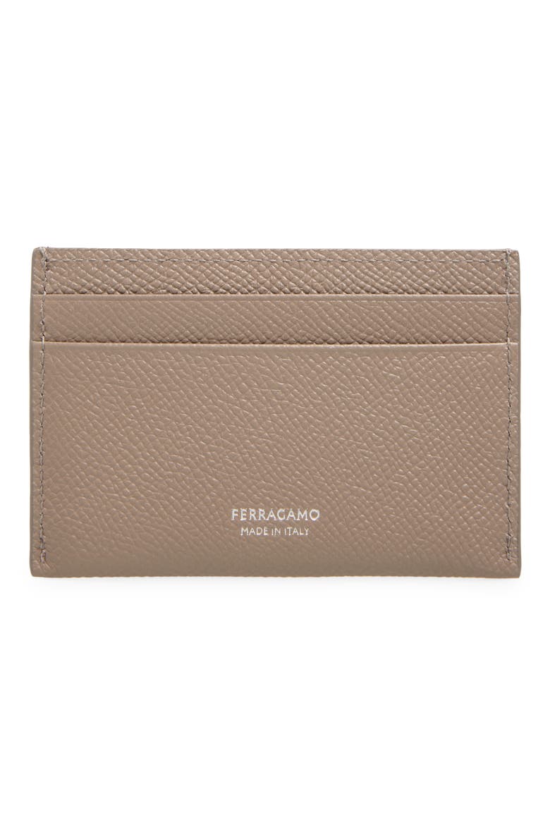 Double Gancio Leather Card Holder, Alternate, color, WARM TAUPE NEW OLIVE