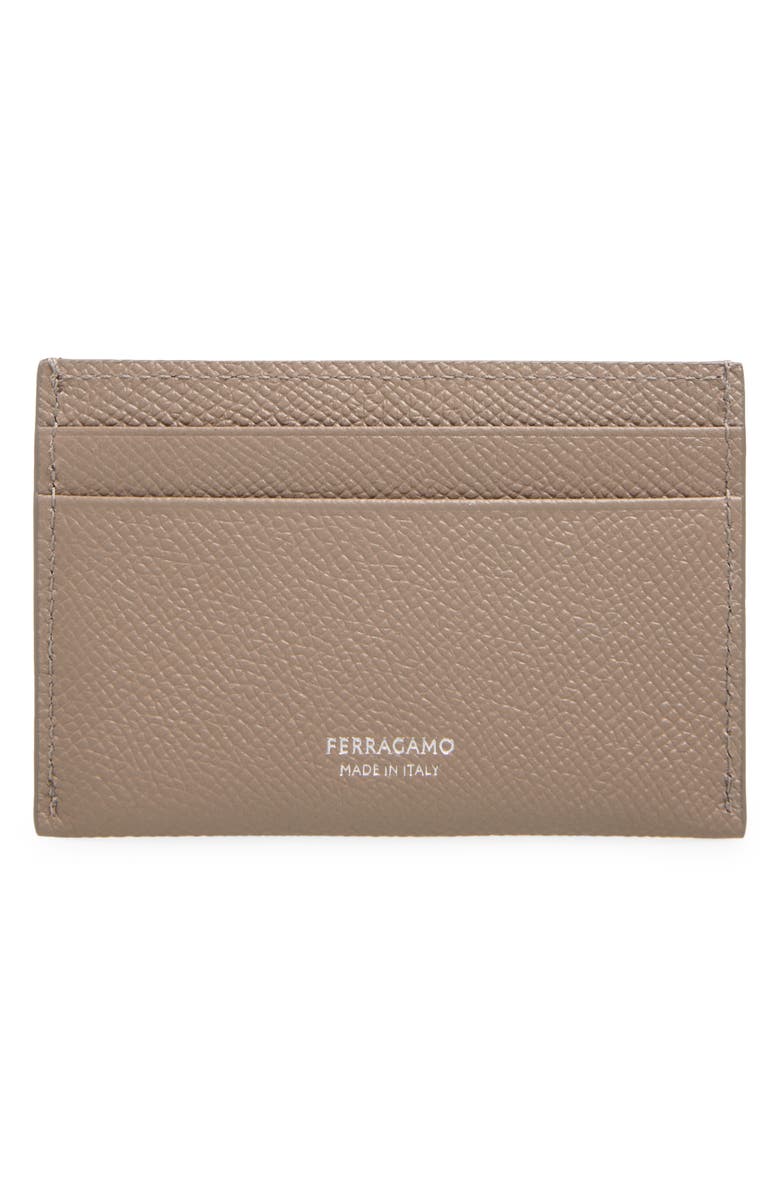 FERRAGAMO Double Gancio Leather Card Holder, Alternate, color, Warm Taupe New Olive